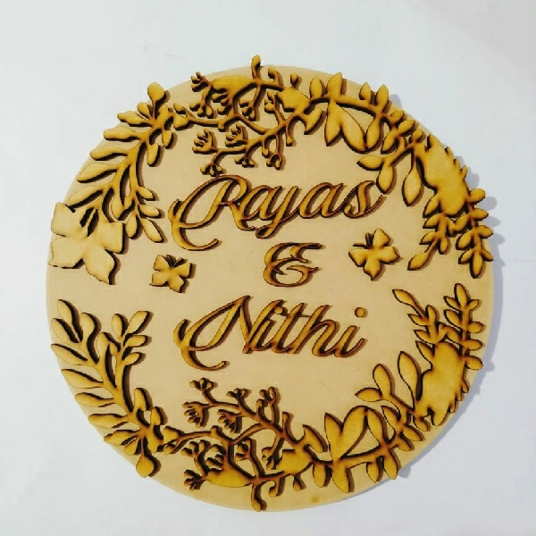 Round Floral  Nameboard  - 15", Mdf Base