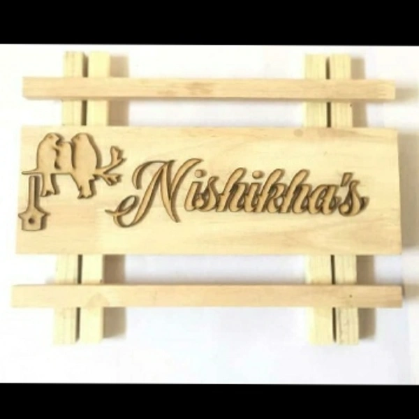 Pine Wood Nameplate Set