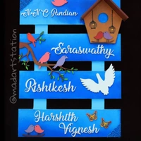Bird, Hut Theme Plank Nameboard  - 3 planks