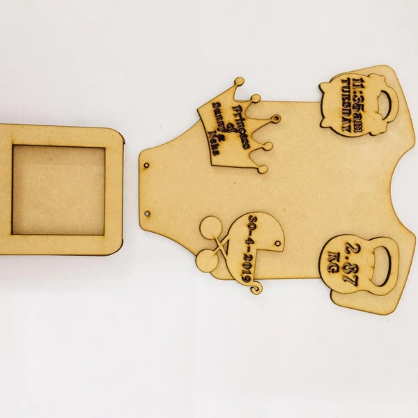 Romper Name Plate With Polaroid Frame - 10" romper size
