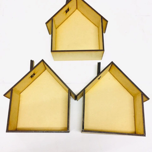 Hut With Chimney Shadow Box - 9*9*3"