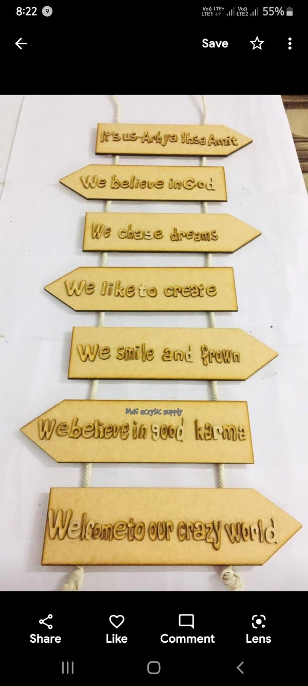 Plank Nameboard Set With Rope Attached