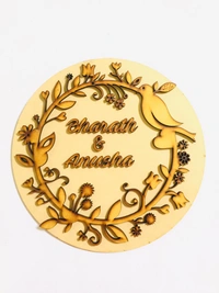 Bird Floral  Nameboard - 12", 4mm base + 4mm