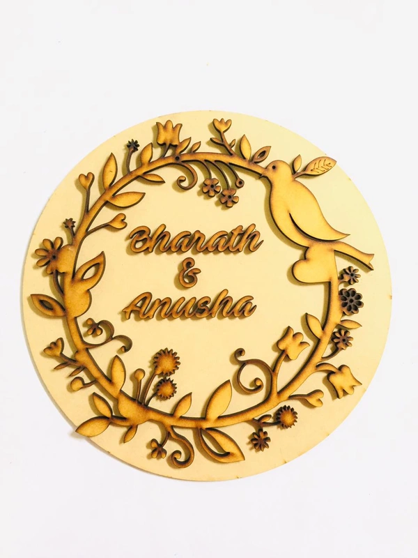 Bird Floral  Nameboard - 12", 4mm base + 4mm