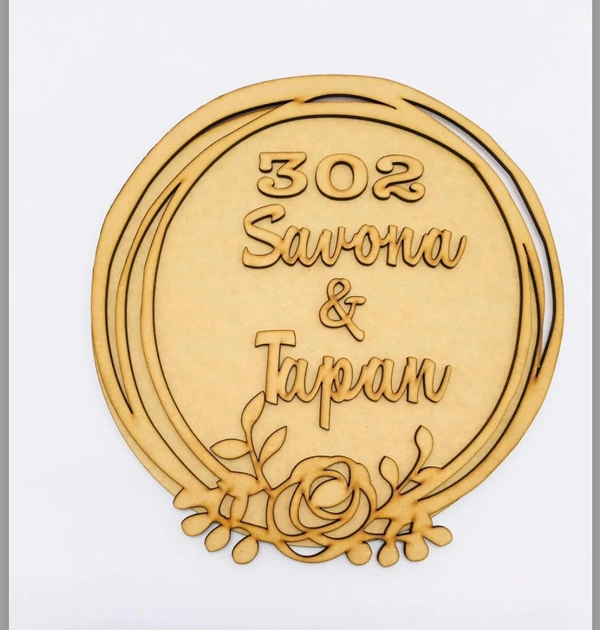 Round Floral Nameboard  - With Name, 12"