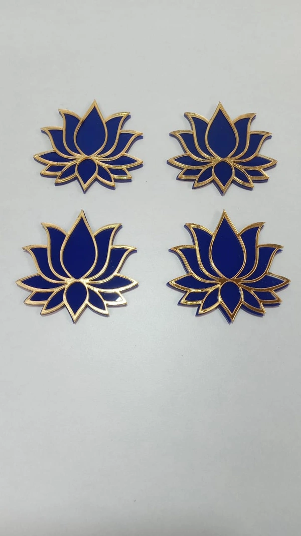 Blue Acrylic Lotus  - 4pc