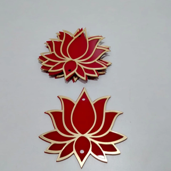 Red Acrylic Lotus - 12pcs