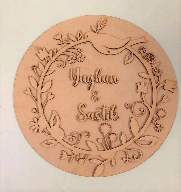 Bird Floral  Nameboard - 12", 4mm base + 4mm