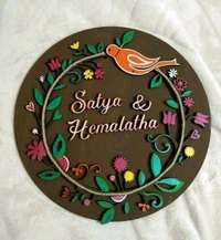 Bird Floral  Nameboard - 12", 4mm base + 4mm