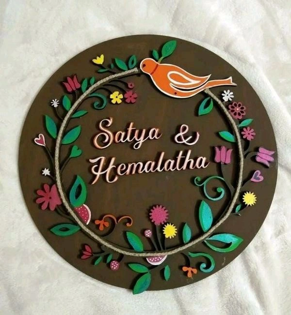 Bird Floral  Nameboard - 12", 4mm base + 4mm
