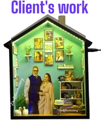 Hut LED Shadow Box/ Miniature Doll House - 10/8/2.2.5"