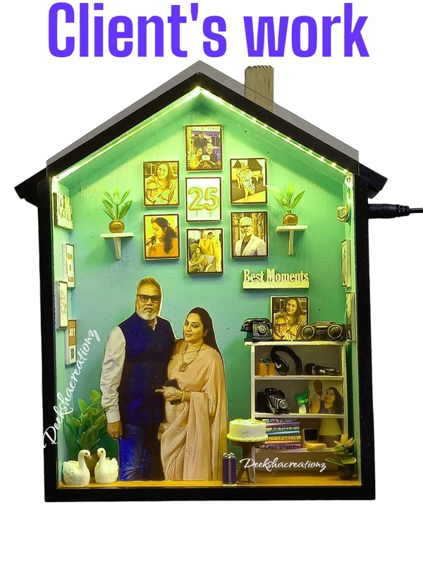 Hut LED Shadow Box/ Miniature Doll House - 10/8/2.2.5"