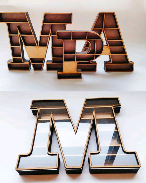 Miniature Alphabet Shadow Box Self Standing - B, 7"