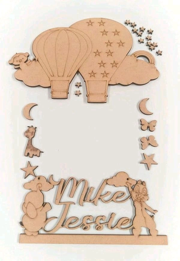 Hot Air Balloon Theme Kids Nameplate  - 6mm, 18/12 Approx, Painted