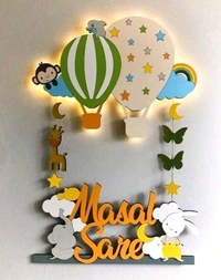 Hot Air Balloon Theme Kids Nameplate  - 6mm, 18/12 Approx, Painted