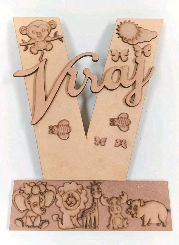 Self Standing Animal Kingdom Monogram  - W, 12", Raw Only