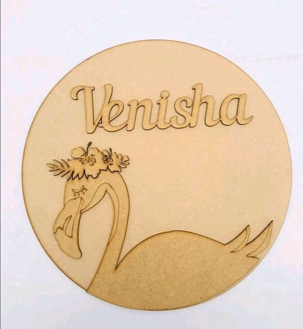 Flamingo Theme Kids Nameboard  - 15", 6+2.5mm