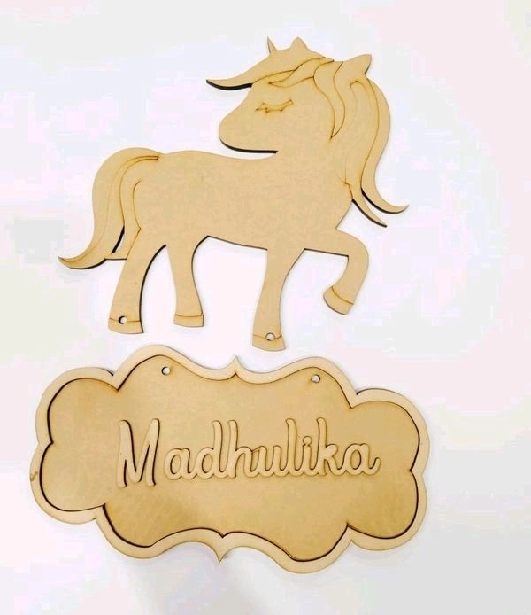 Unicorn Theme Kids Nameboard  - 14/10", 6+2.5mm