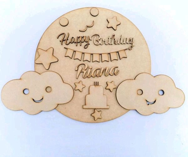 Birthday Theme Kids Nameboard  - 14/10", 6+2.5mm