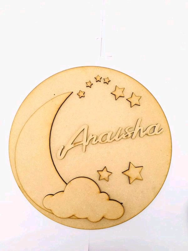 Mon& Cloud Theme Kids Nameboard  - 12", 6+2.5mm