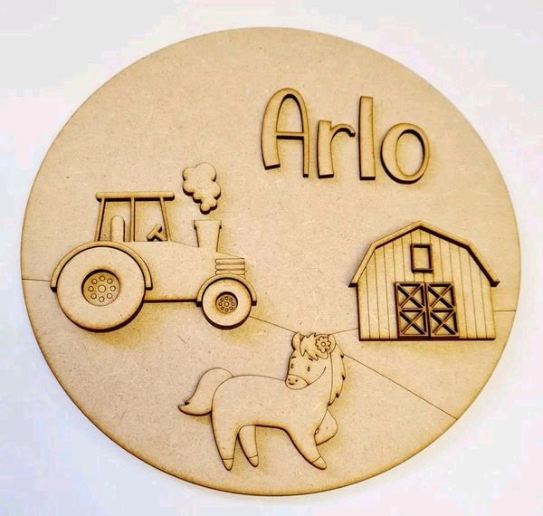 Village Theme Kids Nameboard  - 12", 6+2.5mm