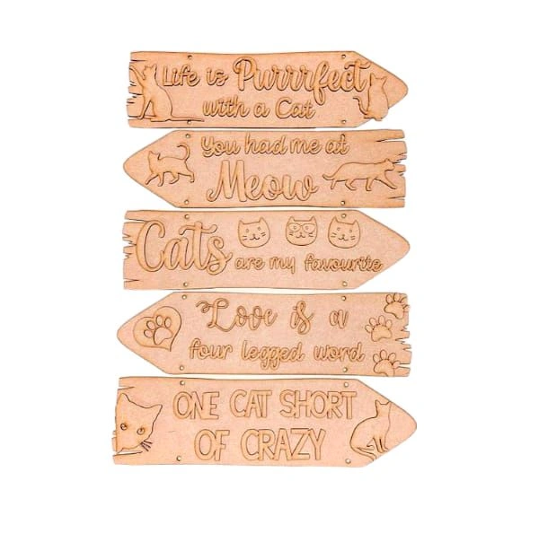 Sentiment Plank Board- Cat Lover - 6+2.5mm, With Rope