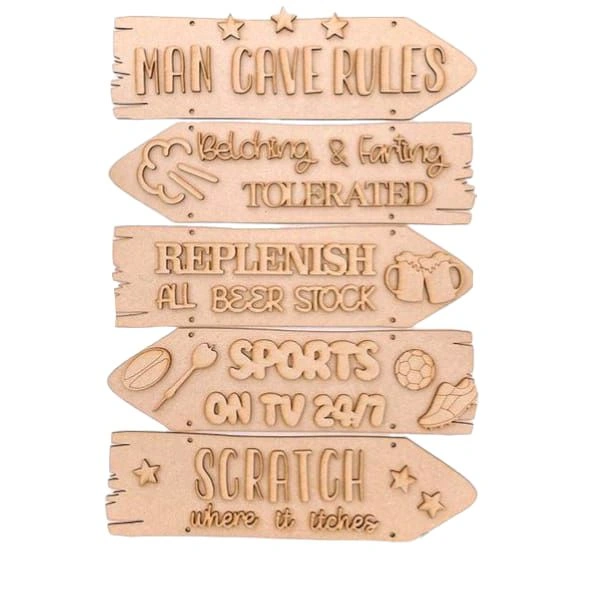 Sentiment Plank- Bachelor / Man Cave Rules Theme - Without Rope