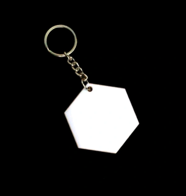 Acrylic Keychains  - Transparent, Hexagon,, Round