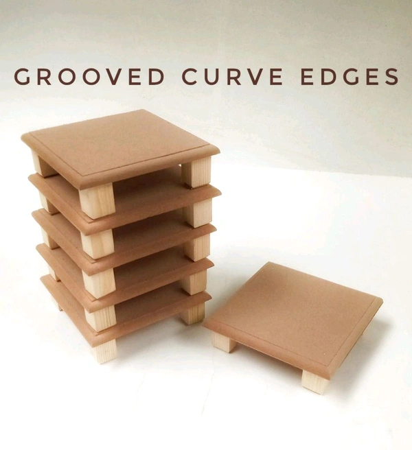 Square Chowki - Wood Legs - 4/4", Flat Mdf Base, 8mm Mdf
