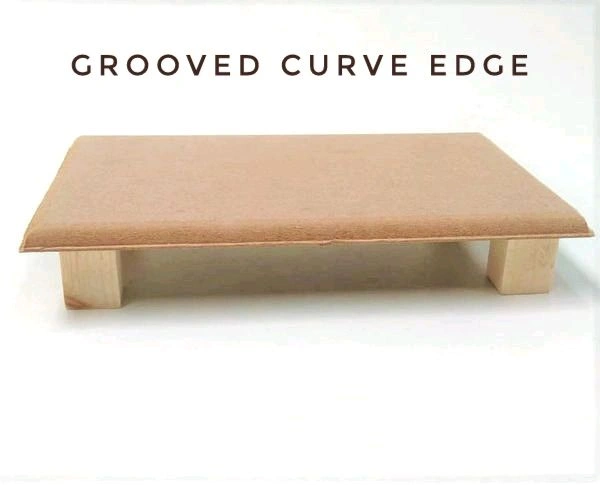 Rectangle Chowki- Wood Legs - 6/4", 8mm, Grooved Curve Edge