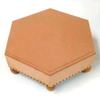 Hexagon Chowki- Round Wood Leg - 10/10/2.5"
