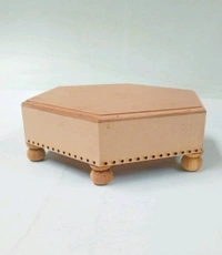 Hexagon Chowki- Round Wood Leg - 12/12/2.5"