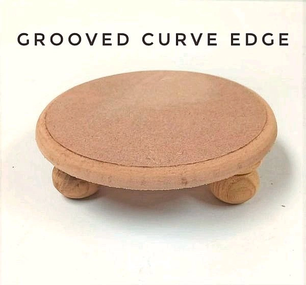 Round Chowki-round wood Legs - 8", Grooved Curve Edge