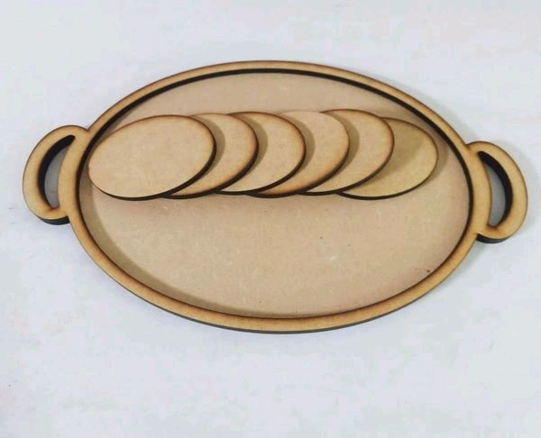 Oval Tray With Coaster - 13/9" Tray, 8mm