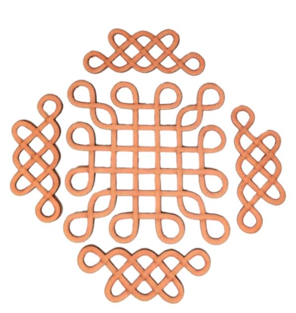  Kolam Cut Out -11 - 4", 2.5mm, Gold Acrylic