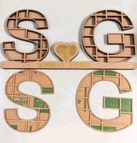 Couple /2 Names Miniature Shadow Box  - 6" Each Letter