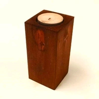 Teak Wood Finish Pillar Tealight  - 5/2/2"