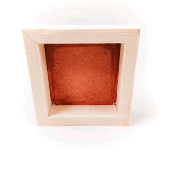 Square Pinewood Miniature Shadow Box/ Doll House - With Backhook, 1pc