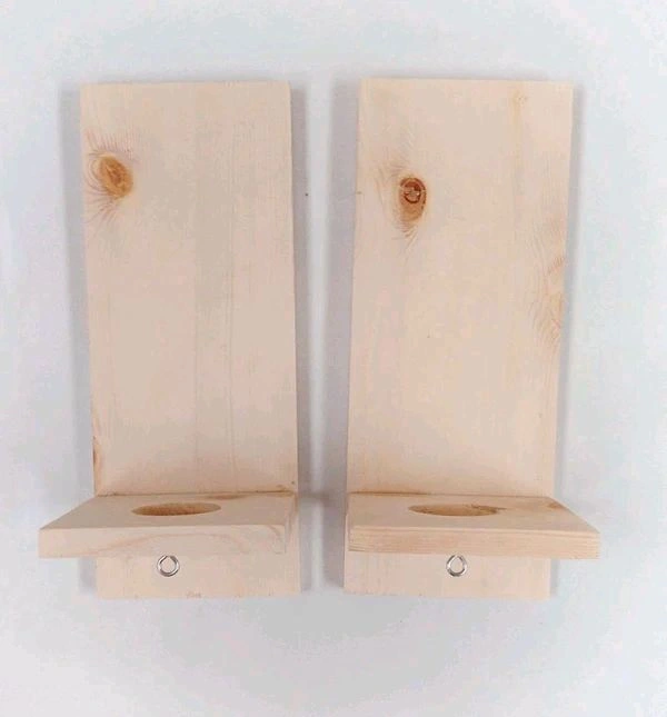 Pinewood Wall Diya Stand- Pair - 12/6/4"