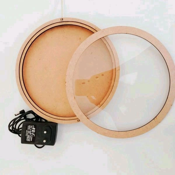 Round Moon LED Shadow Box/ Moon Lamp  - 18", 18mm, With Acrylic Lid