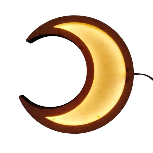 Half Crescent Moon LED Shadow Box  - 14", With Acrylic Cover