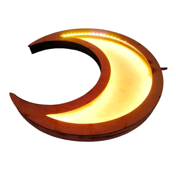 Half Crescent Moon LED Shadow Box  - 14", With Acrylic Cover