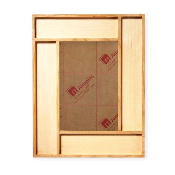 Wooden Platter With Partition  - 12/9/1", With Center Acrylic