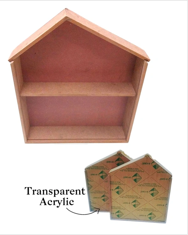 Hut / Dollhouse Shadow Box  - 15/13" Approx, With LED
