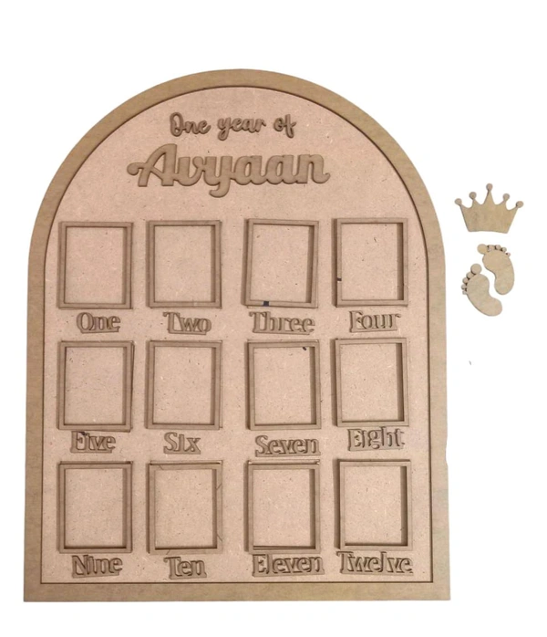 Baby 1 Year Birth Photo Frame - 16/12", With Border