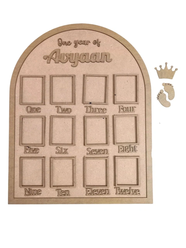 Baby 1 Year Birth Photo Frame - 16/12", With Border