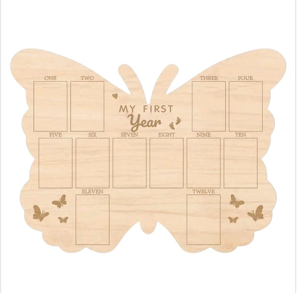 Butterfly- Birchwood Baby 1 Year Photo Frame  - 16.5/12.3", 4mm