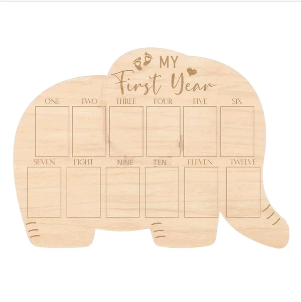 Elephant- Birchwood Baby 1 Year Photo Frame  - 16.5/12"