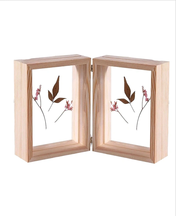Pinewood Book Frame- Both Side Preservation  - 8/6/1.5", Transparent Acrylic Base