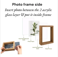 Pinewood Book Frame- 1 Preservation +1 Photo - 7/5/1.5", Transparent Acrylic Base On Preservation Side